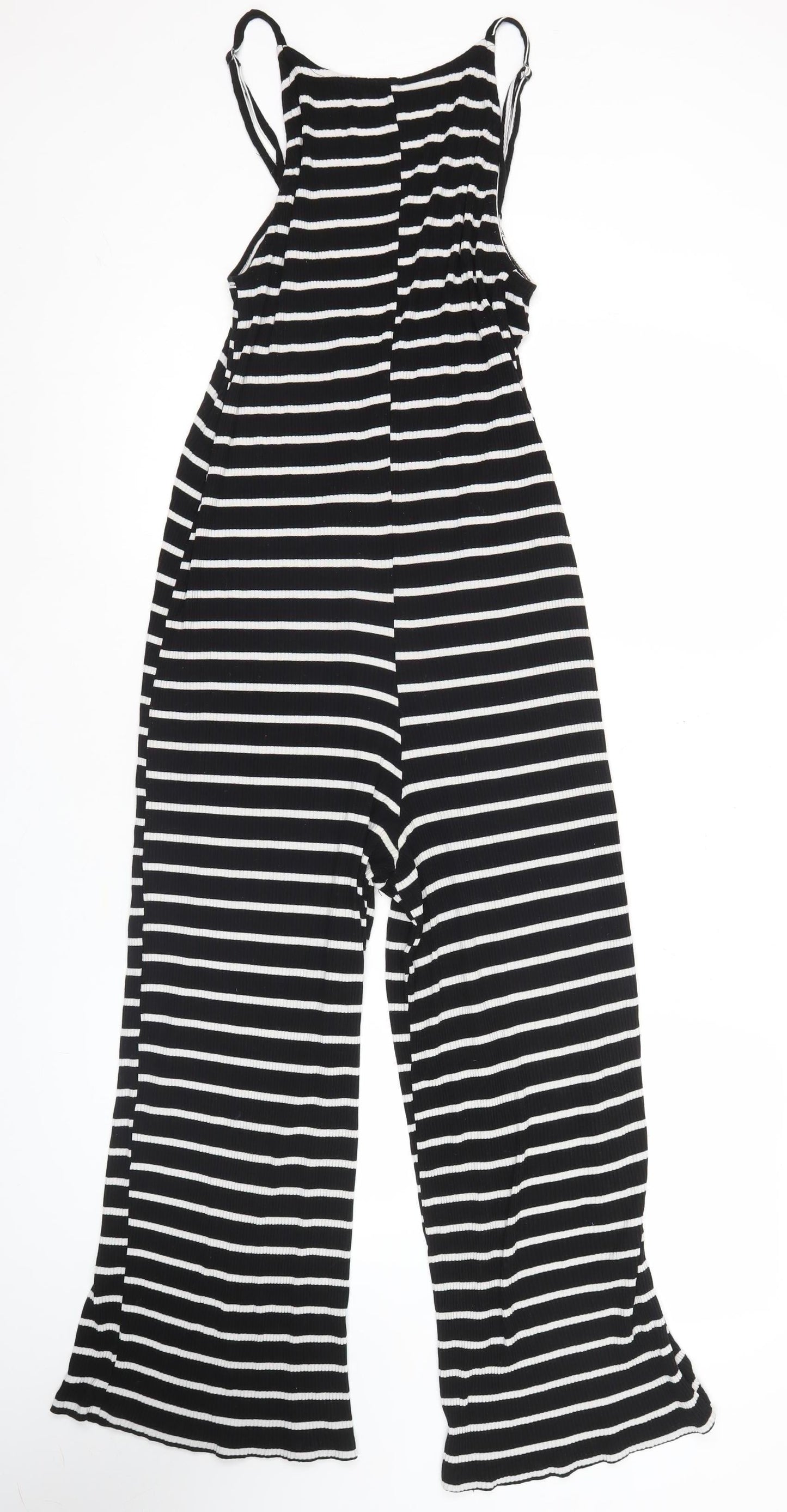 Topshop Women’s Black Striped Wide-Leg Jumpsuit UK 10