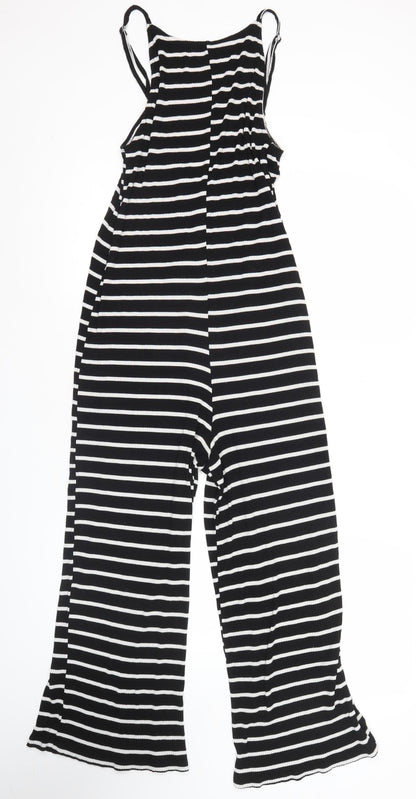 Topshop Women’s Black Striped Wide-Leg Jumpsuit UK 10
