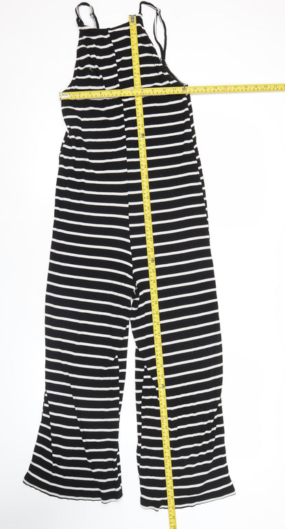 Topshop Women’s Black Striped Wide-Leg Jumpsuit UK 10