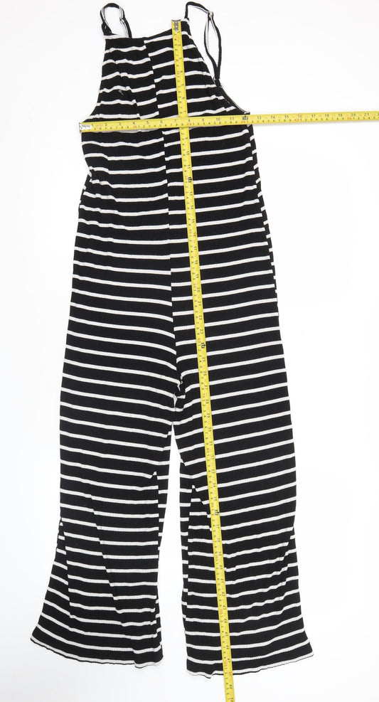 Topshop Women’s Black Striped Wide-Leg Jumpsuit UK 10
