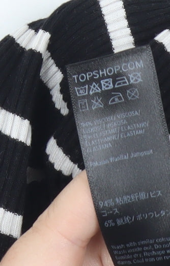 Topshop Women’s Black Striped Wide-Leg Jumpsuit UK 10