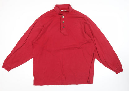 Mens UK Size L Cutter & Buck Red Henley Sweatshirt