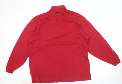 Mens UK Size L Cutter & Buck Red Henley Sweatshirt
