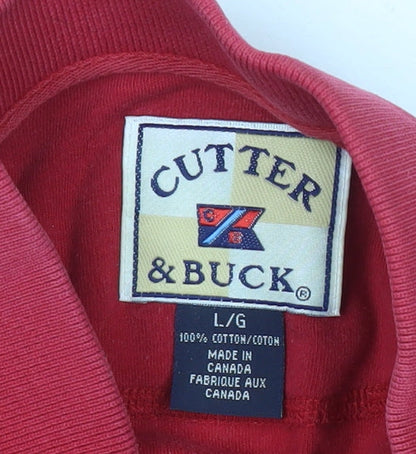 Mens UK Size L Cutter & Buck Red Henley Sweatshirt