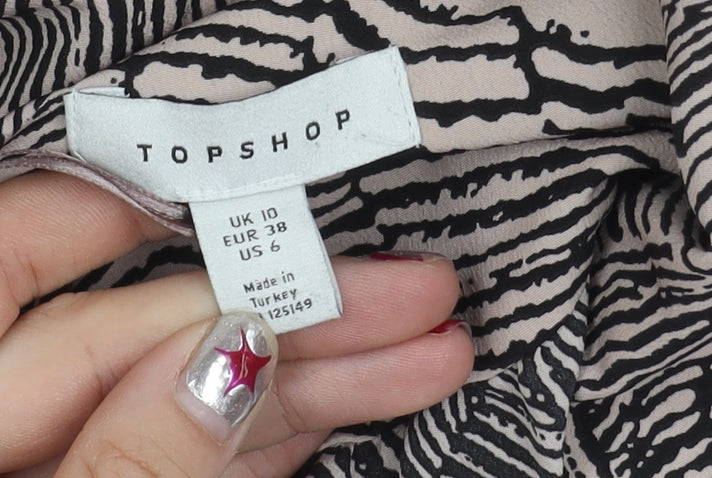 Womens UK Size 10 Topshop Multicoloured Wrap Blouse