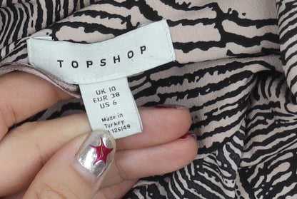 Womens UK Size 10 Topshop Multicoloured Wrap Blouse