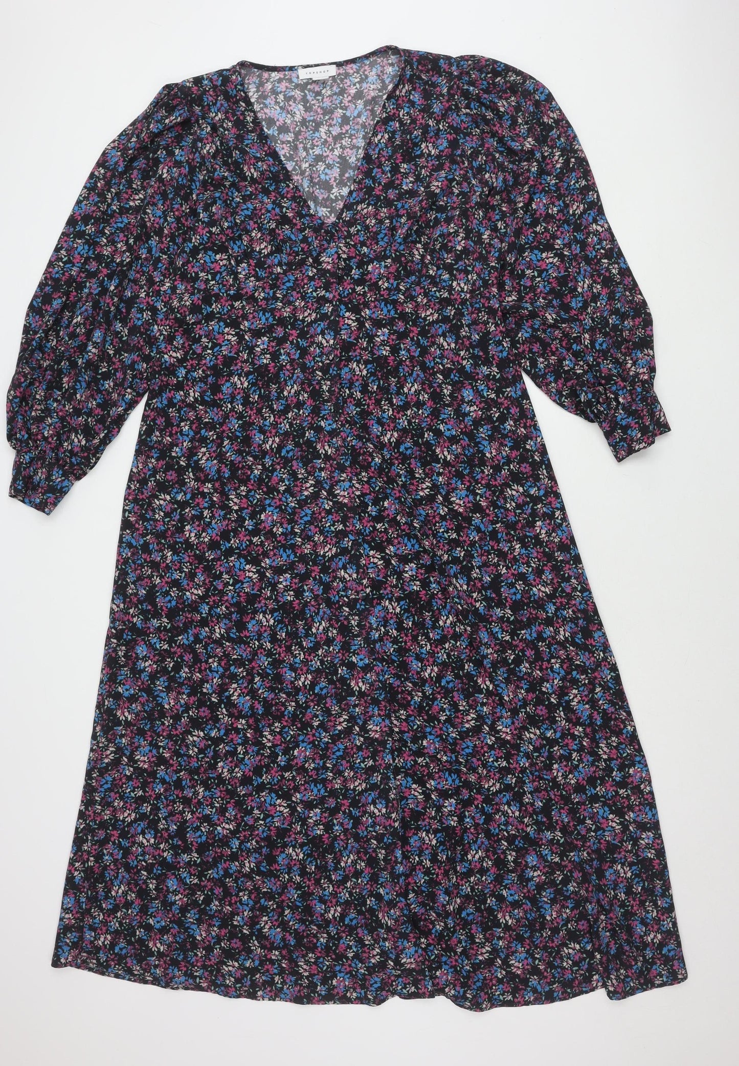 Topshop Maternity Womens Multicoloured Floral V-Neck Dress UK 12