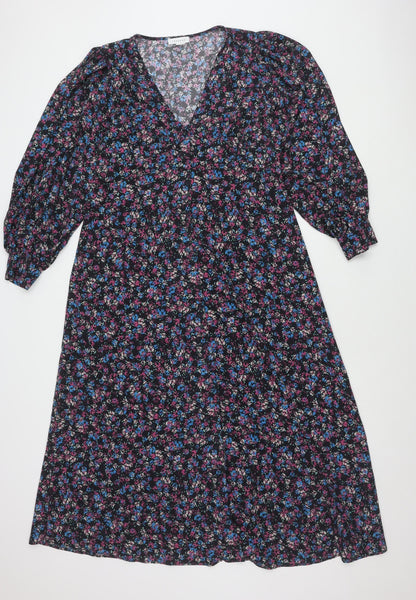Topshop Maternity Womens Multicoloured Floral V-Neck Dress UK 12