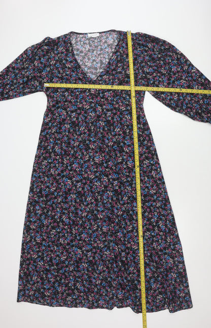 Topshop Maternity Womens Multicoloured Floral V-Neck Dress UK 12