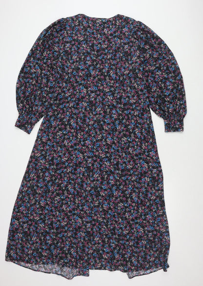 Topshop Maternity Womens Multicoloured Floral V-Neck Dress UK 12