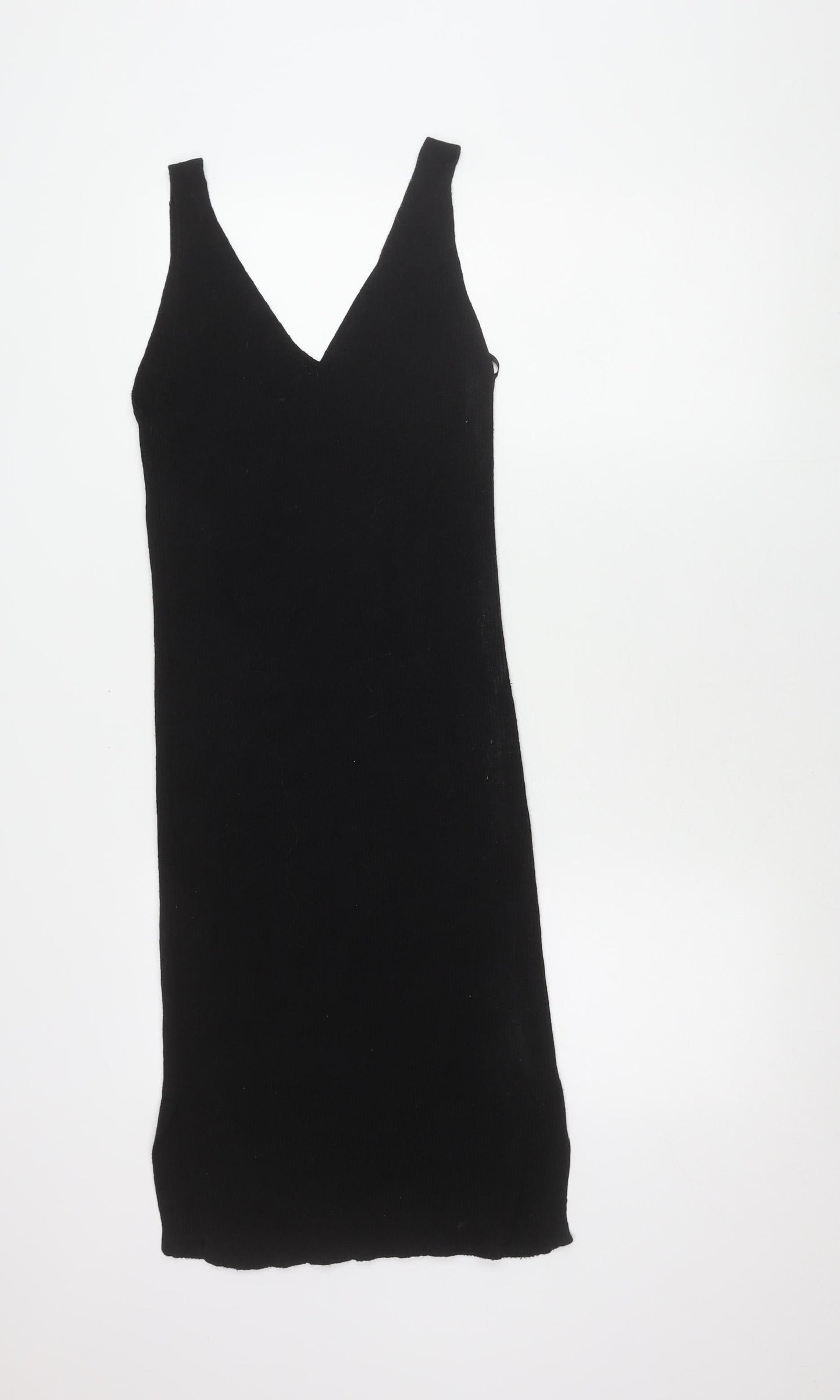 ONLY Womens Black Midi Bodycon V-Neck Sleeveless Stretch Dress M