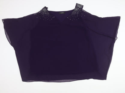 Evans Women’s Purple Plus Size 28 Rhinestone Chiffon Tunic Blouse