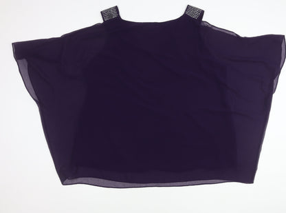 Evans Women’s Purple Plus Size 28 Rhinestone Chiffon Tunic Blouse