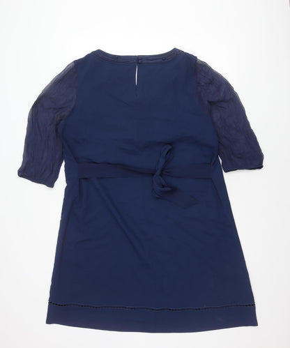 Kaliko Women’s Blue Shift Dress Size 18 Half Sleeve Embroidered