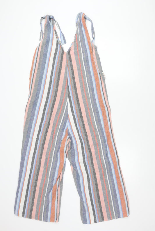Miss Selfridge Womens Multicoloured Striped Linen Jumpsuit Size 10