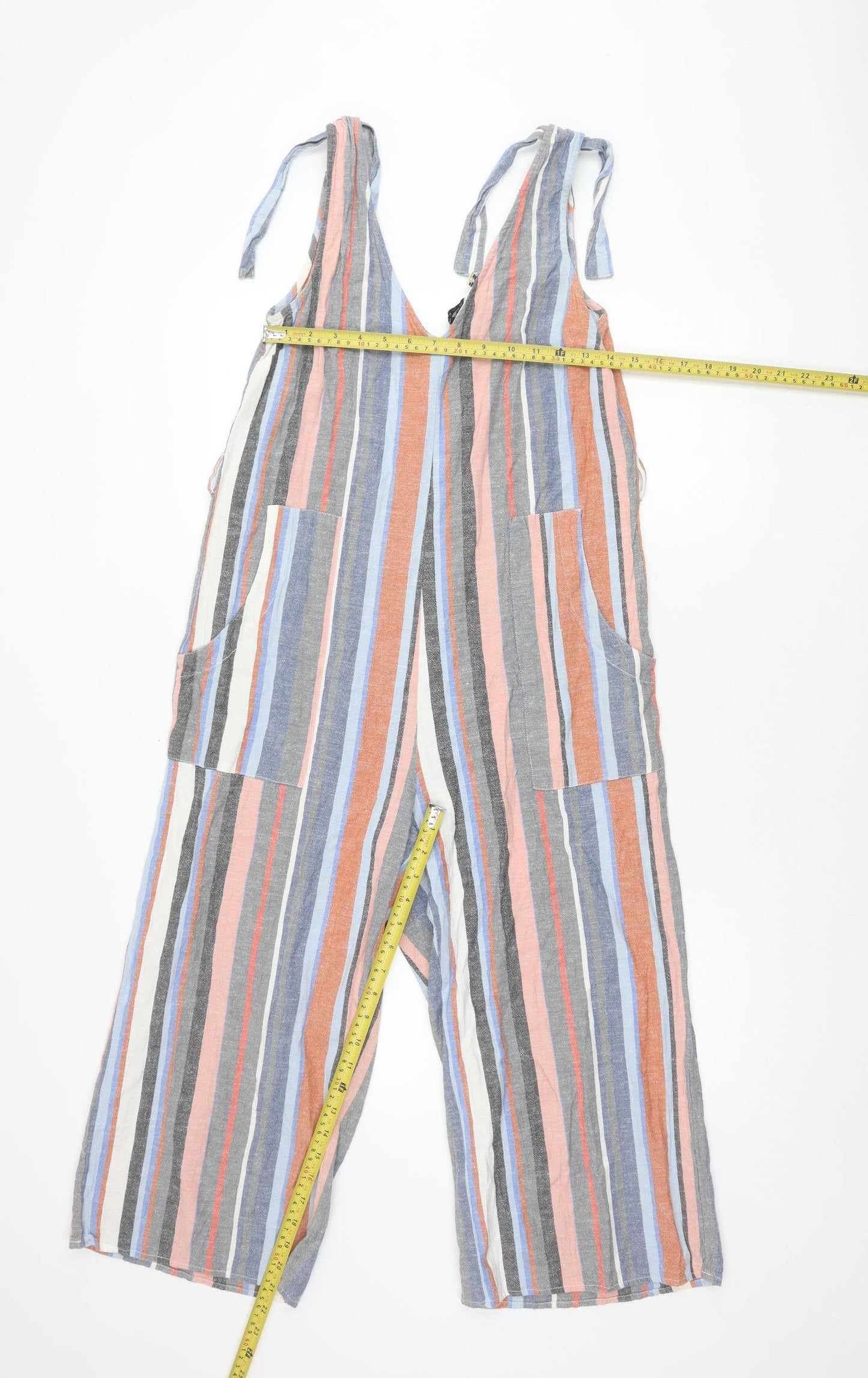 Miss Selfridge Womens Multicoloured Striped Linen Jumpsuit Size 10