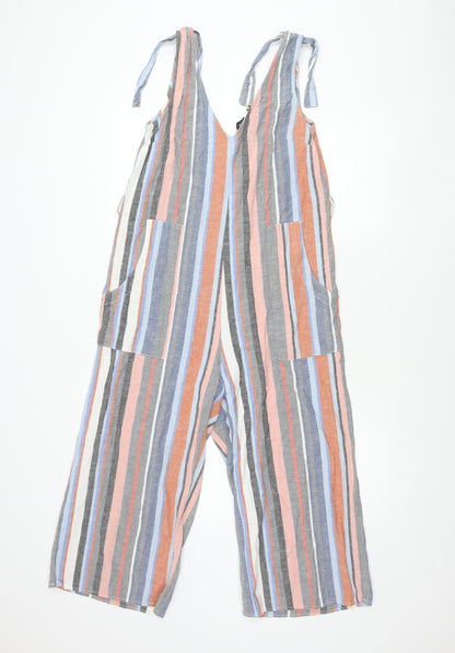 Miss Selfridge Womens Multicoloured Striped Linen Jumpsuit Size 10