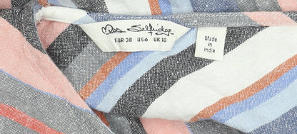 Miss Selfridge Womens Multicoloured Striped Linen Jumpsuit Size 10
