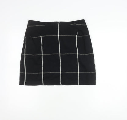 Fat Face Womens Black Check Pencil Skirt Size 12 Cotton Workwear