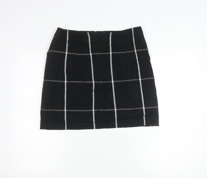 Fat Face Womens Black Check Pencil Skirt Size 12 Cotton Workwear