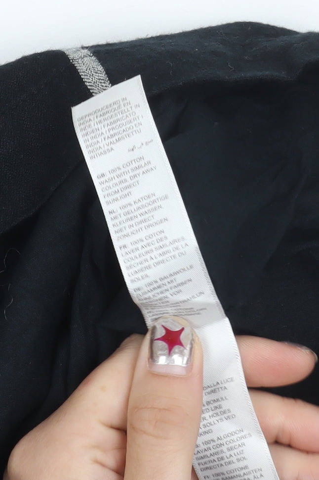 Fat Face Womens Black Check Pencil Skirt Size 12 Cotton Workwear