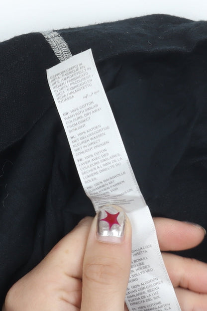 Fat Face Womens Black Check Pencil Skirt Size 12 Cotton Workwear