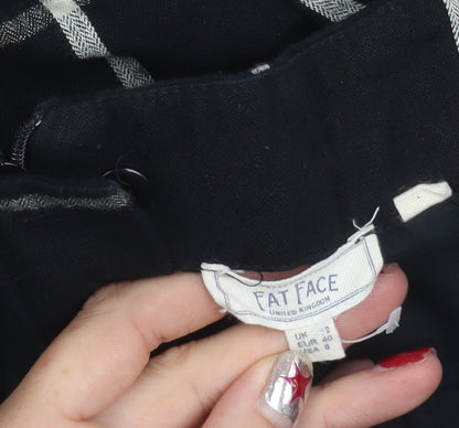 Fat Face Womens Black Check Pencil Skirt Size 12 Cotton Workwear