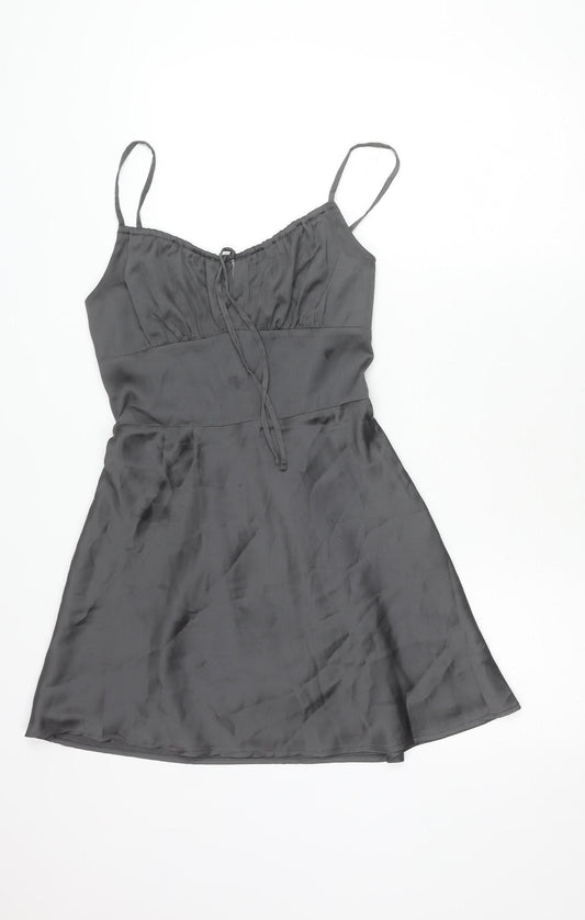 Hollister Women’s Grey Slip Dress Size S Short Smocked Strappy