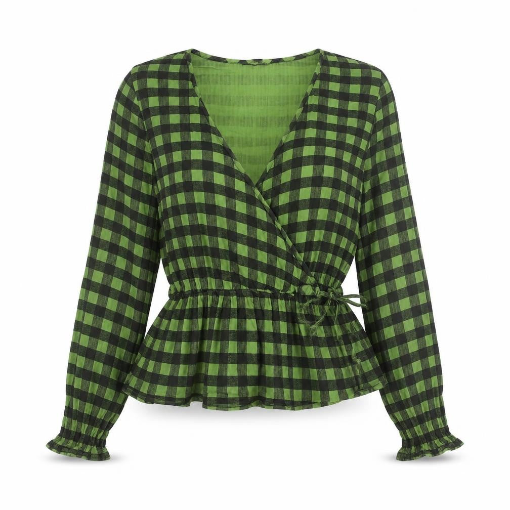 Womens UK Size 8 Nasty Gal Green Wrap Blouse
