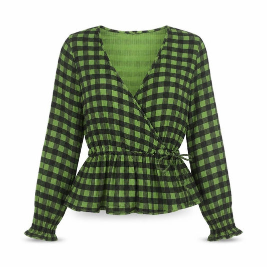 Womens UK Size 8 Nasty Gal Green Wrap Blouse