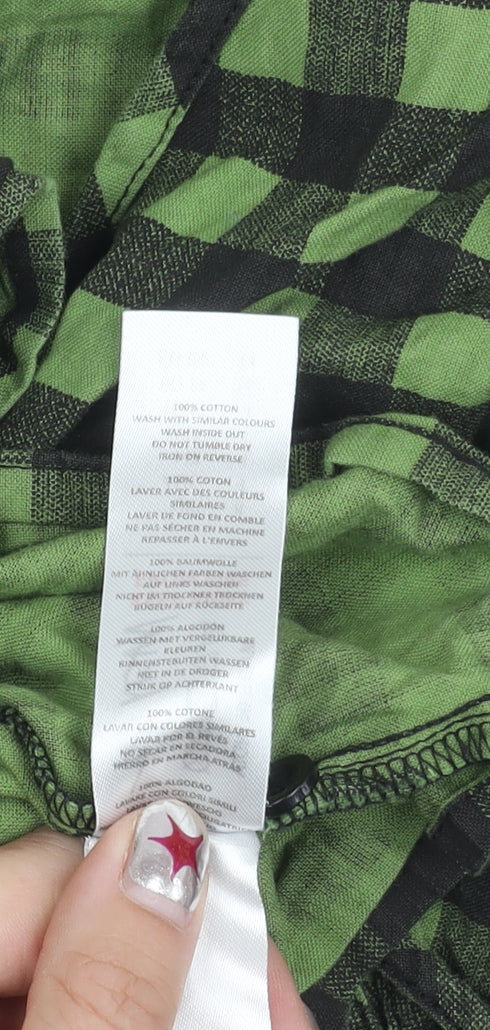 Nasty Gal Women’s Green Check Wrap Blouse Size 8 Long Sleeve