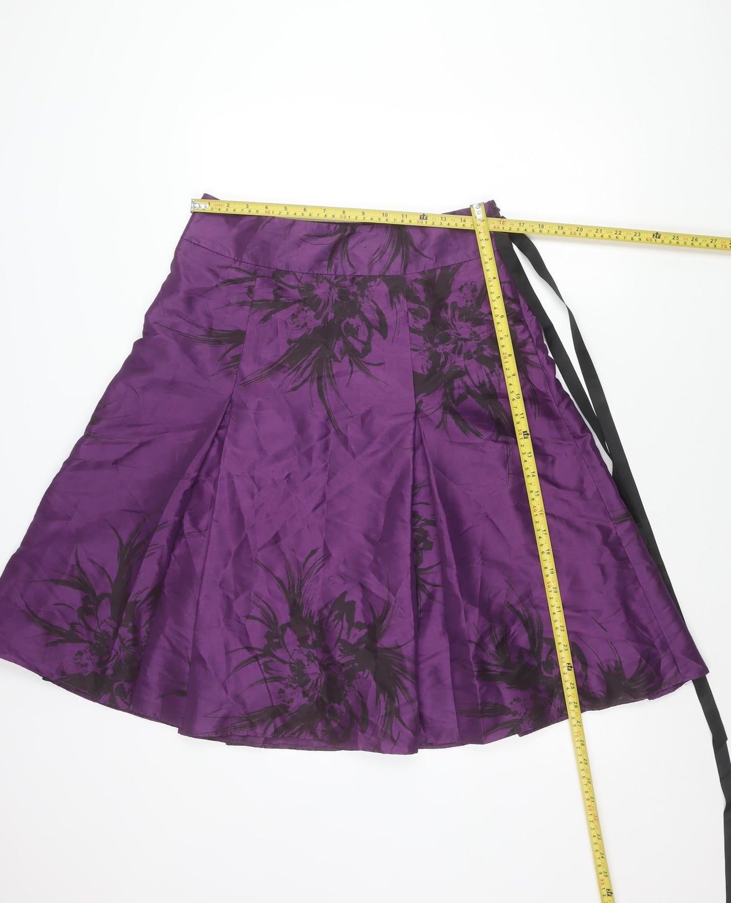 David Emanuel Women’s Purple A-Line Floral Pleated Skirt Size 12