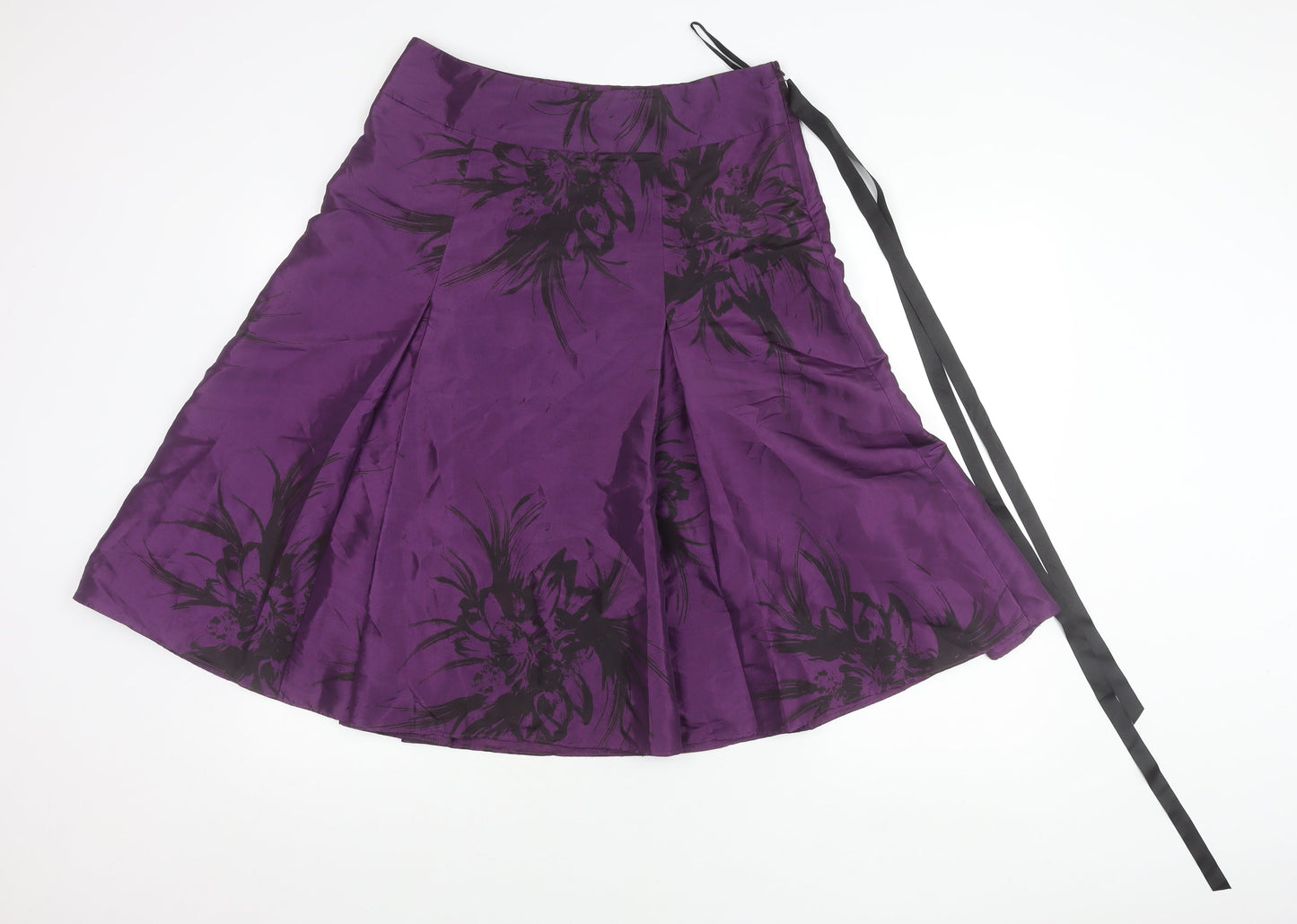 David Emanuel Women’s Purple A-Line Floral Pleated Skirt Size 12
