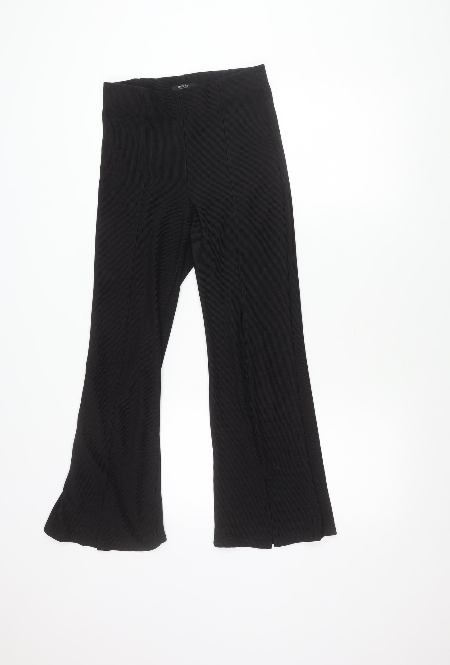 Bershka Womens Black Size 12 Flared Trousers Regular Fit