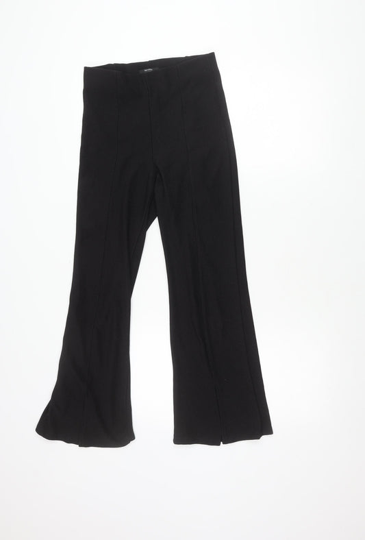 Bershka Womens Black Size 12 Flared Trousers Regular Fit