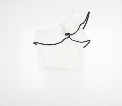 Womens UK Size 14 New Look White Cropped Blouse