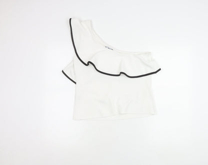 Womens UK Size 14 New Look White Cropped Blouse