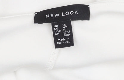 Womens UK Size 14 New Look White Cropped Blouse