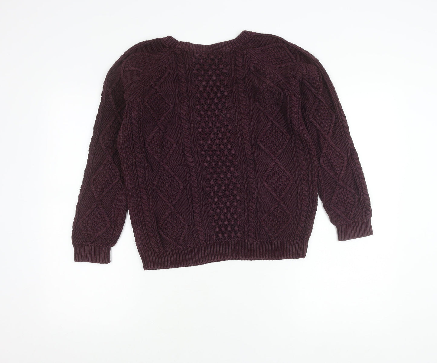 GAP Women’s Purple Cotton Cable Knit Jumper M Crew Neck