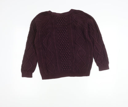 GAP Women’s Purple Cotton Cable Knit Jumper M Crew Neck