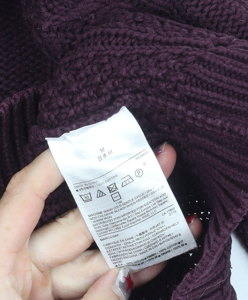 GAP Women’s Purple Cotton Cable Knit Jumper M Crew Neck