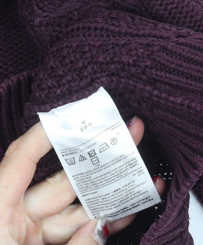 GAP Women’s Purple Cotton Cable Knit Jumper M Crew Neck