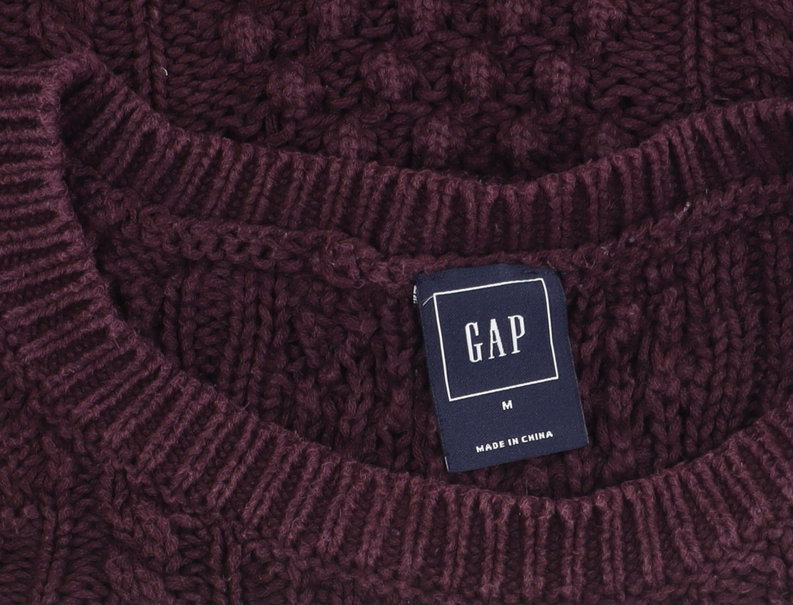 GAP Women’s Purple Cotton Cable Knit Jumper M Crew Neck