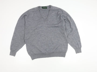 Wolsey Men's Grey Wool V-Neck Jumper Pullover Sweater XL