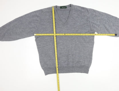 Wolsey Men's Grey Wool V-Neck Jumper Pullover Sweater XL
