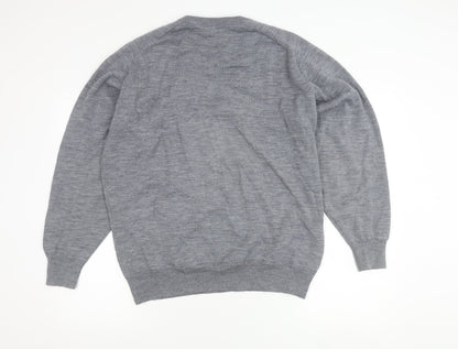 Wolsey Men's Grey Wool V-Neck Jumper Pullover Sweater XL