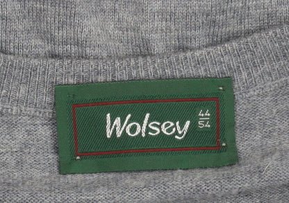 Wolsey Men's Grey Wool V-Neck Jumper Pullover Sweater XL