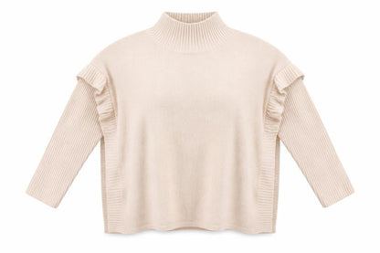 Marla Wynne Women’s Beige Mock Neck Pullover Jumper Size M