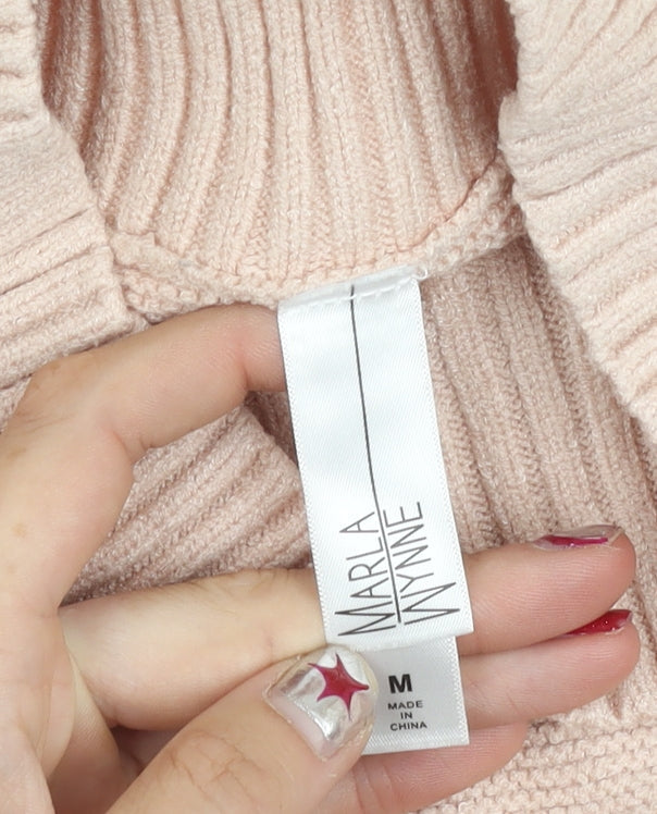 Marla Wynne Women’s Beige Mock Neck Pullover Jumper Size M