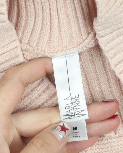 Marla Wynne Women’s Beige Mock Neck Pullover Jumper Size M